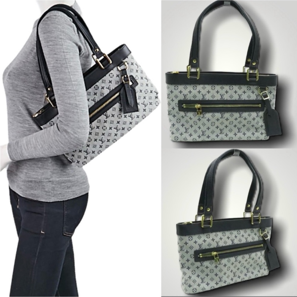 Louis Vuitton Lucille Navy Monogram Bag. Tote style with gold zipper. - Picture 9 of 9